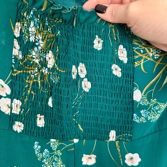 Rihoas Green Floral Dress Women's Medium Open Back Square Neck - Picture 7 of 11
